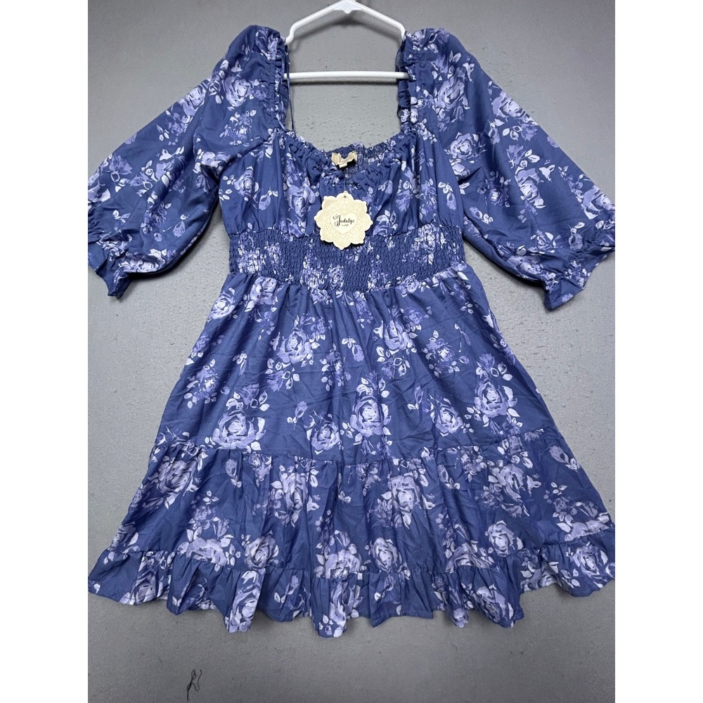 Indulge in Style Dress Polyester Floral Blue Purple Large Womens